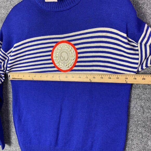 NWT Vintage St. John Separates $399 Striped Sweater Chest Logo padded shoulder - Picture 3 of 10